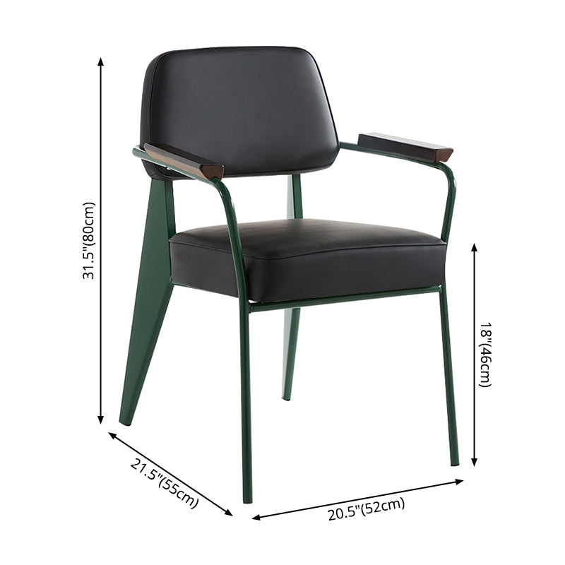 Industrial Style Dining Arm Chair Upholstered Open Back Armchairs with Metal Legs