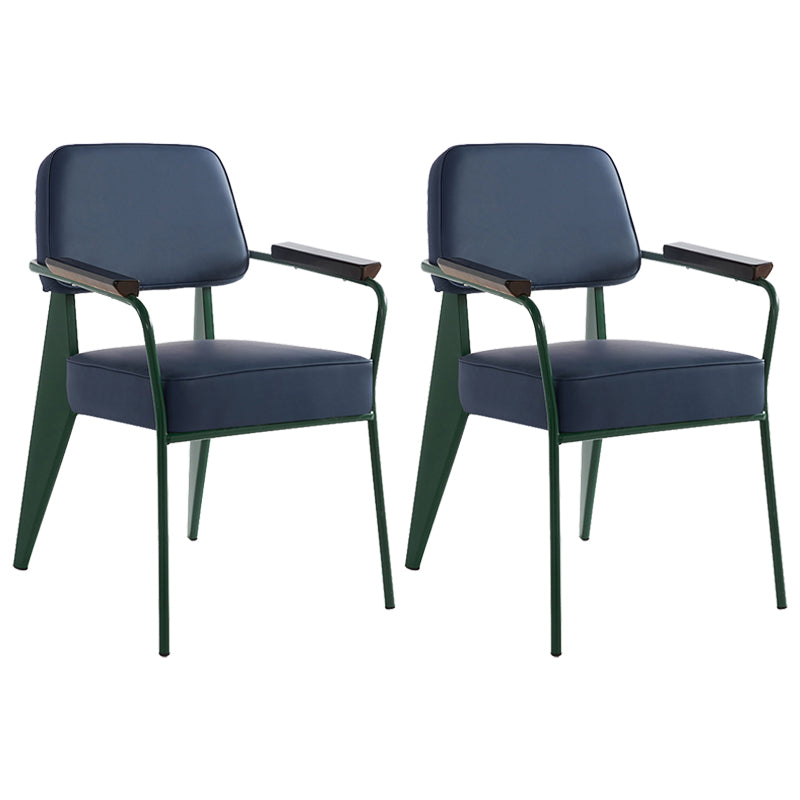 Industrial Style Dining Arm Chair Upholstered Open Back Armchairs with Metal Legs
