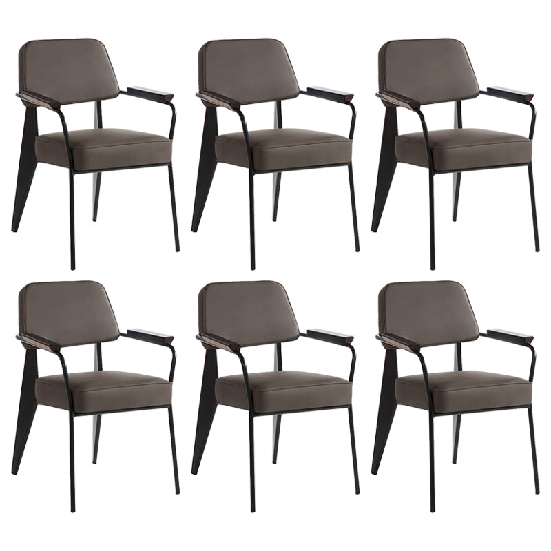 Industrial Style Dining Arm Chair Upholstered Open Back Armchairs with Metal Legs
