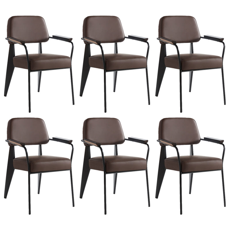 Industrial Style Dining Arm Chair Upholstered Open Back Armchairs with Metal Legs