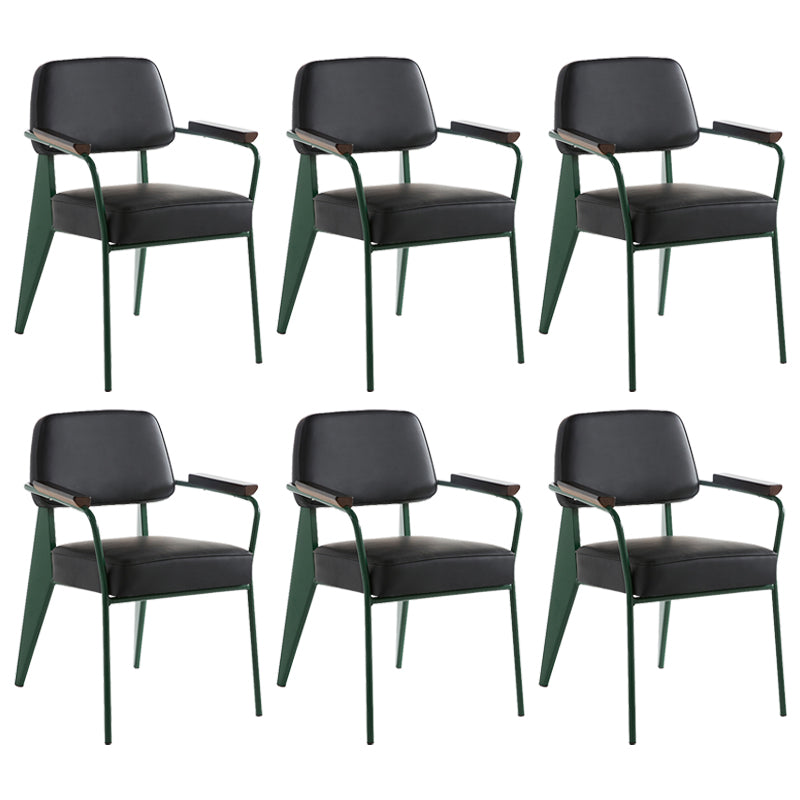 Industrial Style Dining Arm Chair Upholstered Open Back Armchairs with Metal Legs