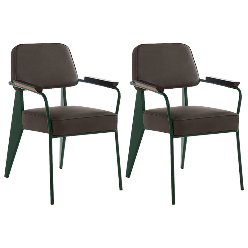 Industrial Style Dining Arm Chair Upholstered Open Back Armchairs with Metal Legs