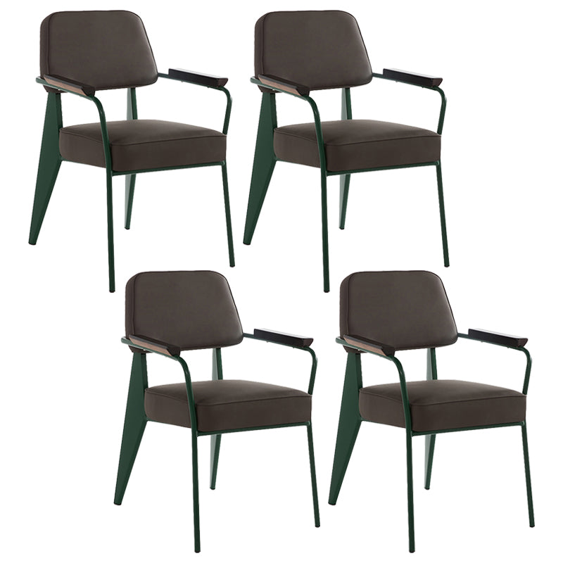 Industrial Style Dining Arm Chair Upholstered Open Back Armchairs with Metal Legs