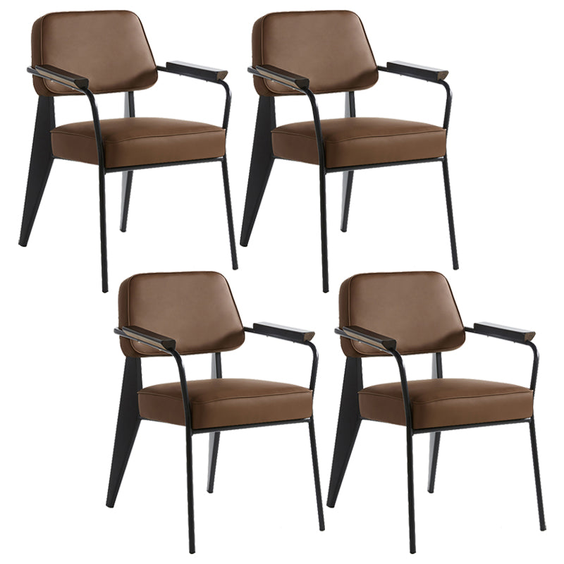 Industrial Style Dining Arm Chair Upholstered Open Back Armchairs with Metal Legs