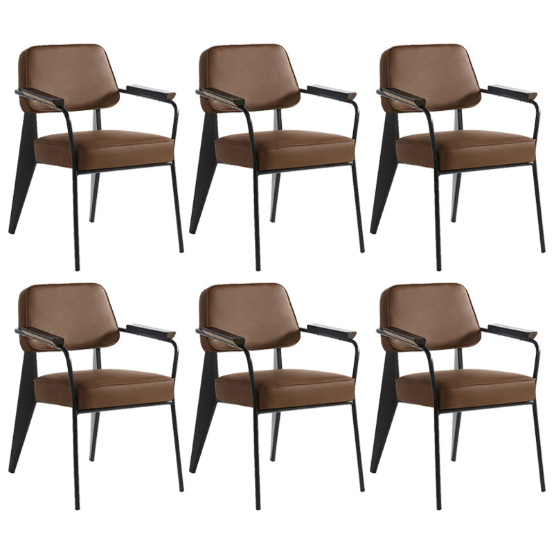 Industrial Style Dining Arm Chair Upholstered Open Back Armchairs with Metal Legs