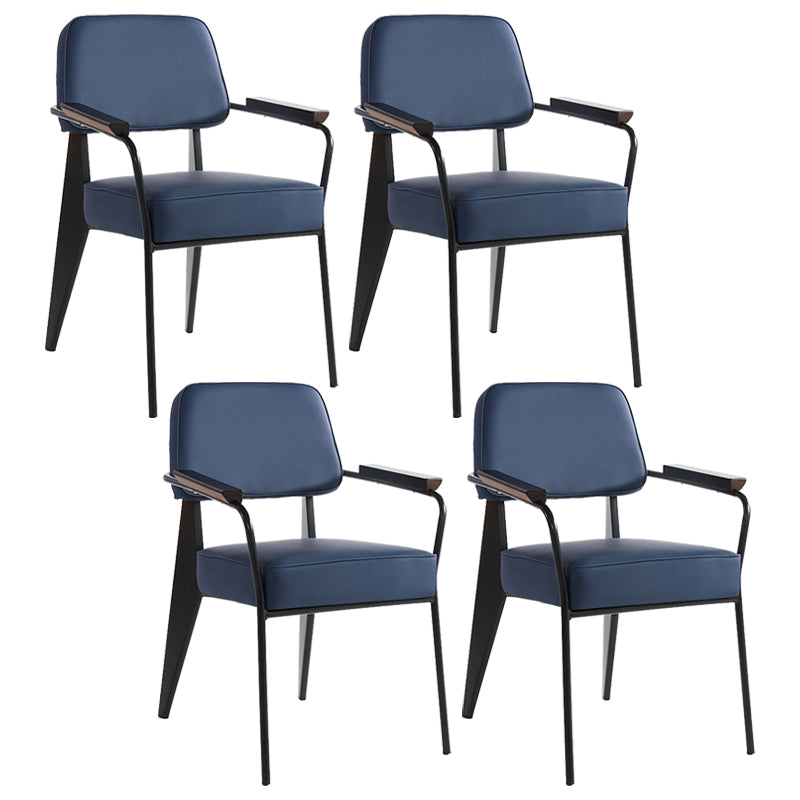 Industrial Style Dining Arm Chair Upholstered Open Back Armchairs with Metal Legs