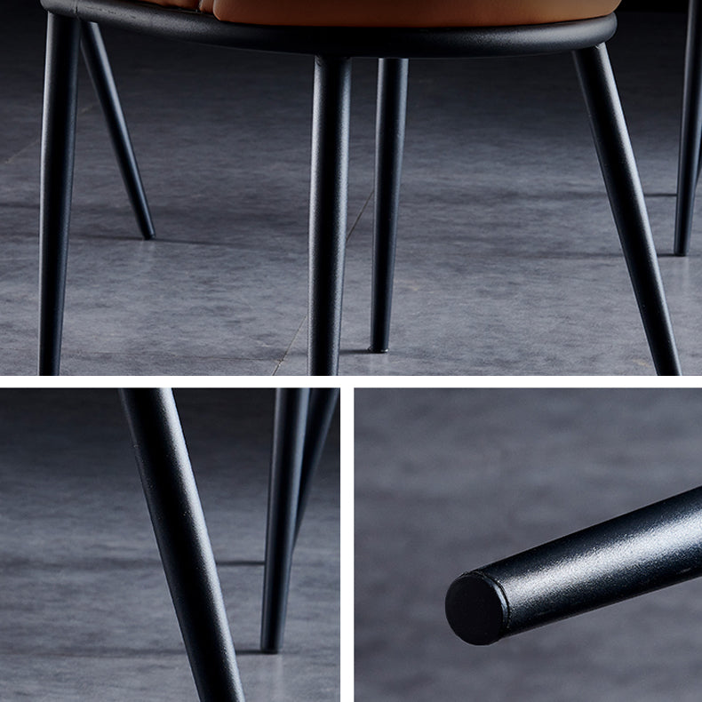 El comedor contemporáneo del metal preside el cuero sin brazos de la PU que cena las sillas para el uso en el hogar