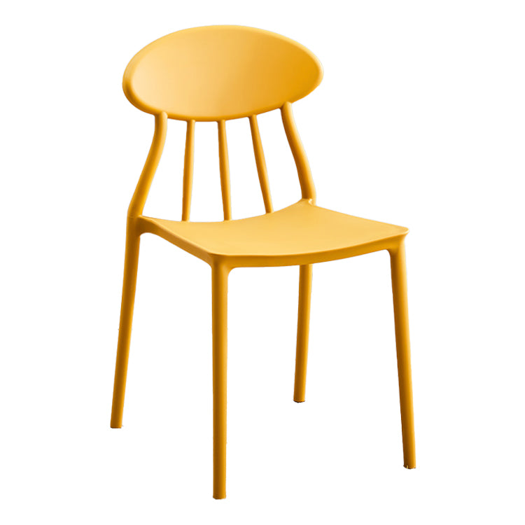 Moderne keuken plastic eetkamerstoelen open rug aan zijkant armloze stoelen