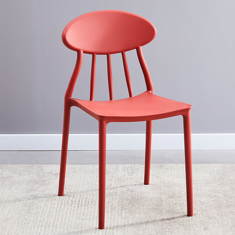 Moderne keuken plastic eetkamerstoelen open rug aan zijkant armloze stoelen
