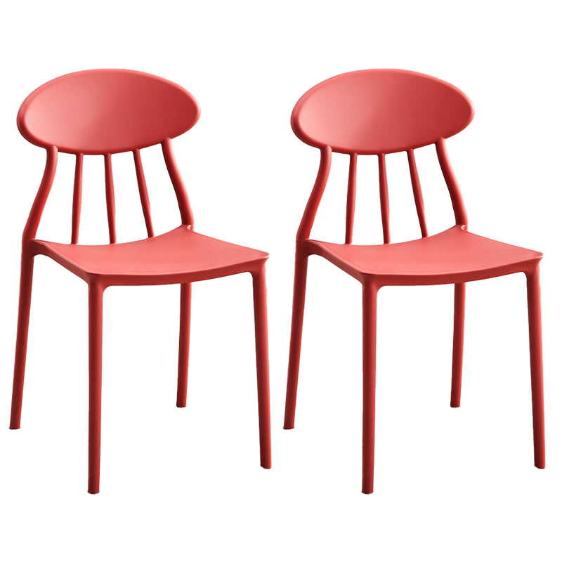 Moderne keuken plastic eetkamerstoelen open rug aan zijkant armloze stoelen