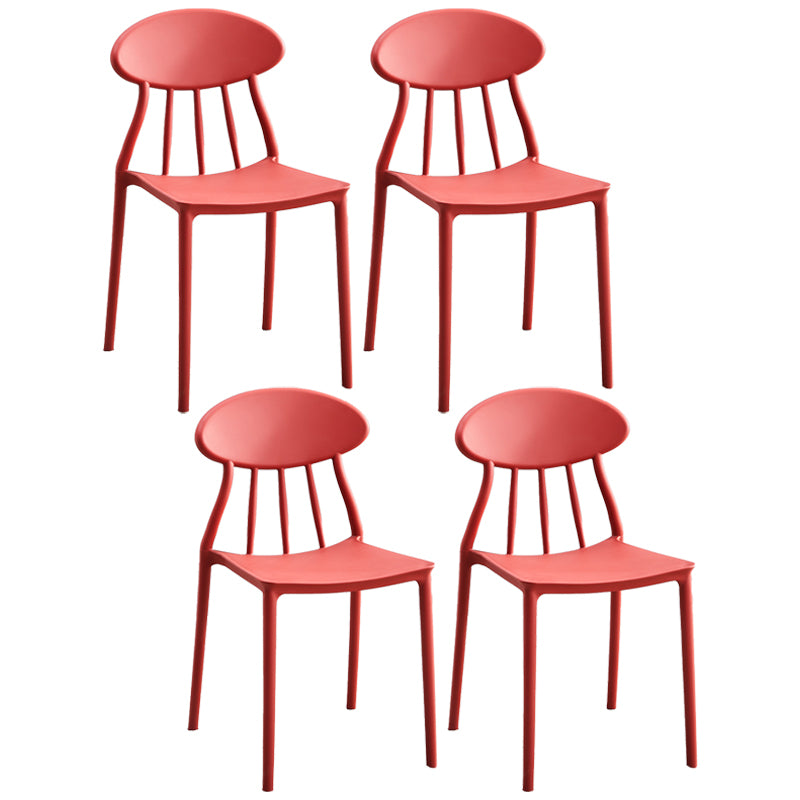 Moderne keuken plastic eetkamerstoelen open rug aan zijkant armloze stoelen