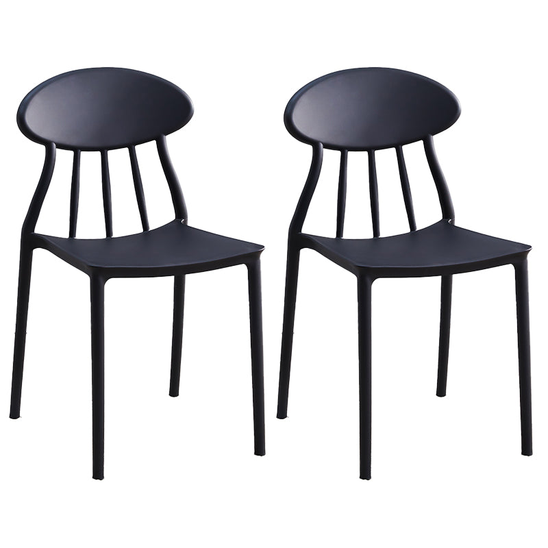 Moderne keuken plastic eetkamerstoelen open rug aan zijkant armloze stoelen