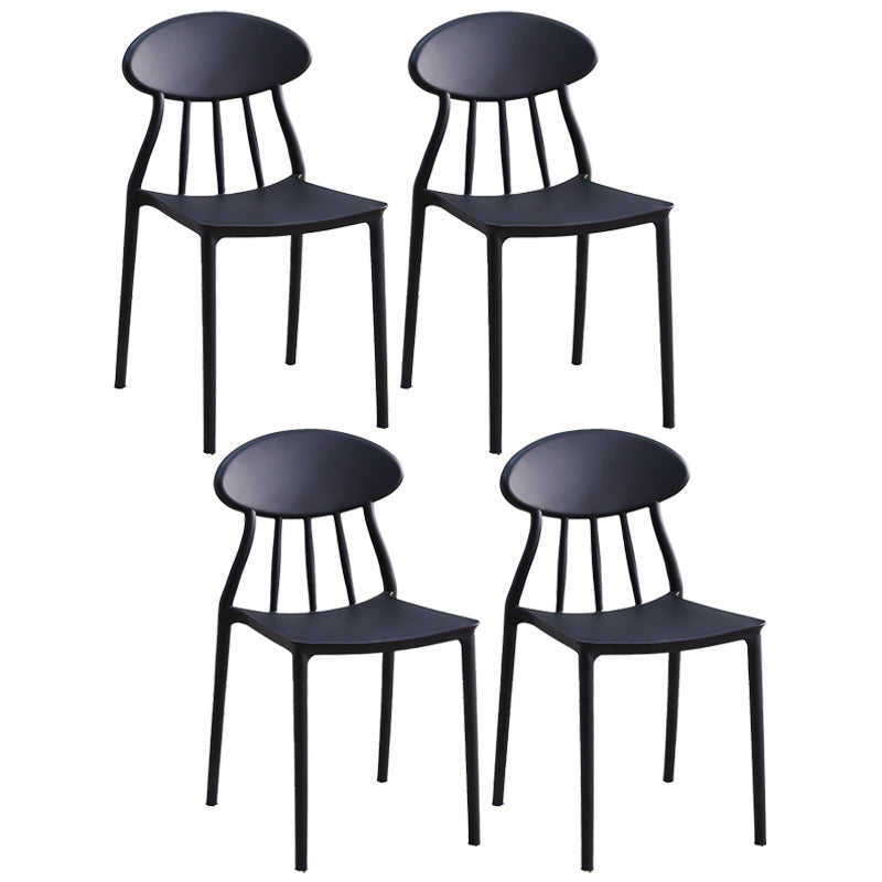Moderne keuken plastic eetkamerstoelen open rug aan zijkant armloze stoelen