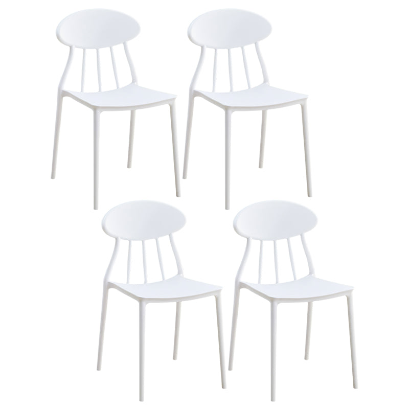 Moderne keuken plastic eetkamerstoelen open rug aan zijkant armloze stoelen