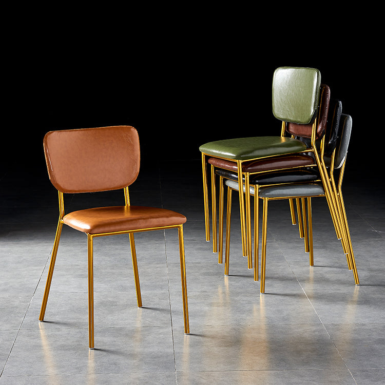 Scandinavian Style Metal Chair Set Kitchen Open Back Stackable Side Chairs