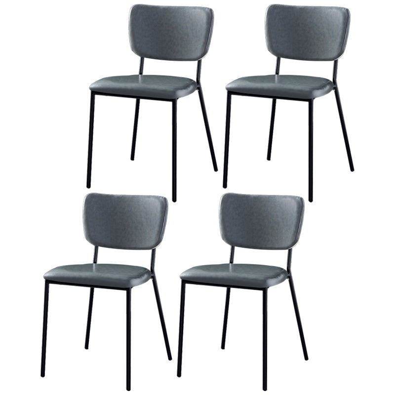 Scandinavian Style Metal Chair Set Kitchen Open Back Stackable Side Chairs