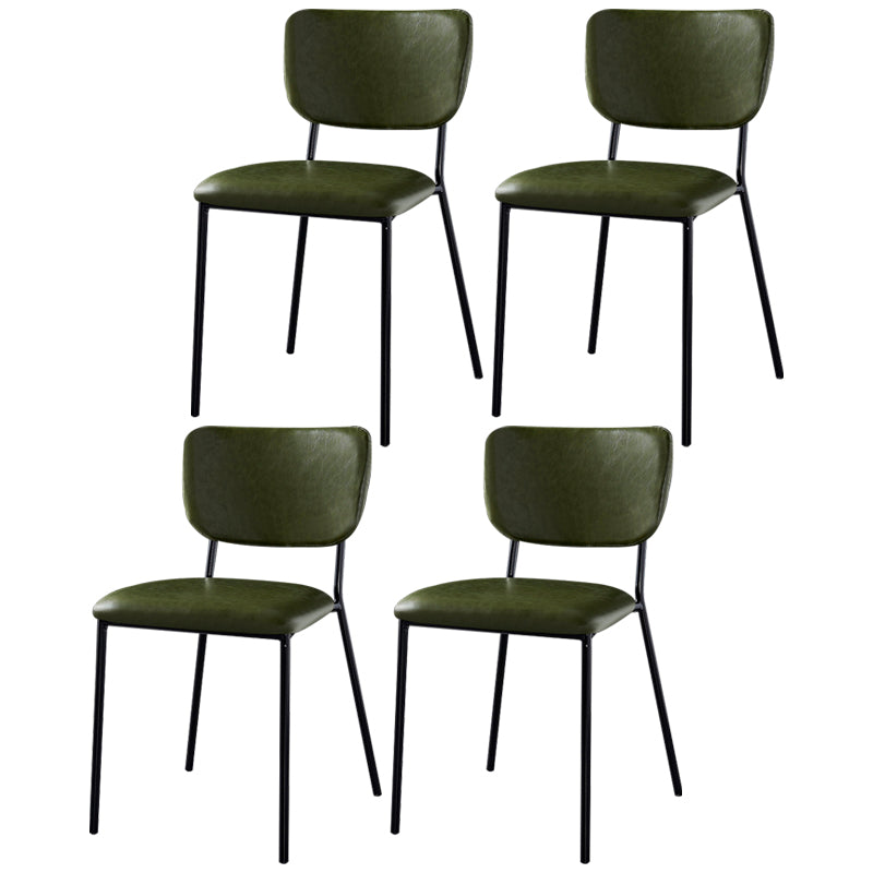 Scandinavian Style Metal Chair Set Kitchen Open Back Stackable Side Chairs