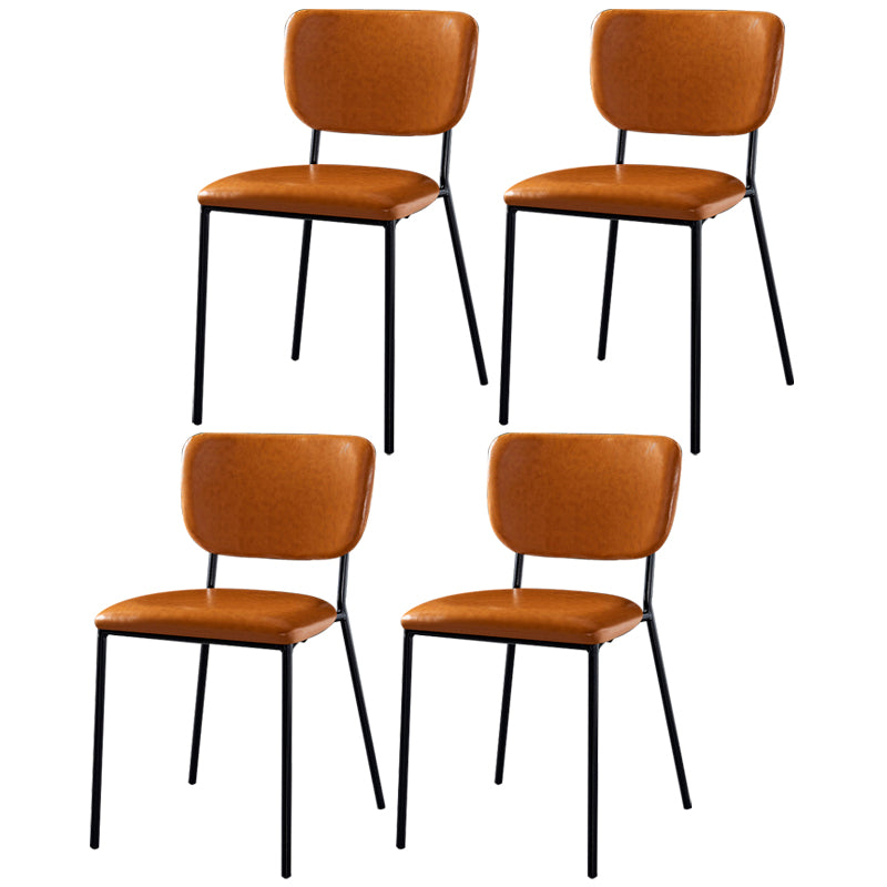Scandinavian Style Metal Chair Set Kitchen Open Back Stackable Side Chairs