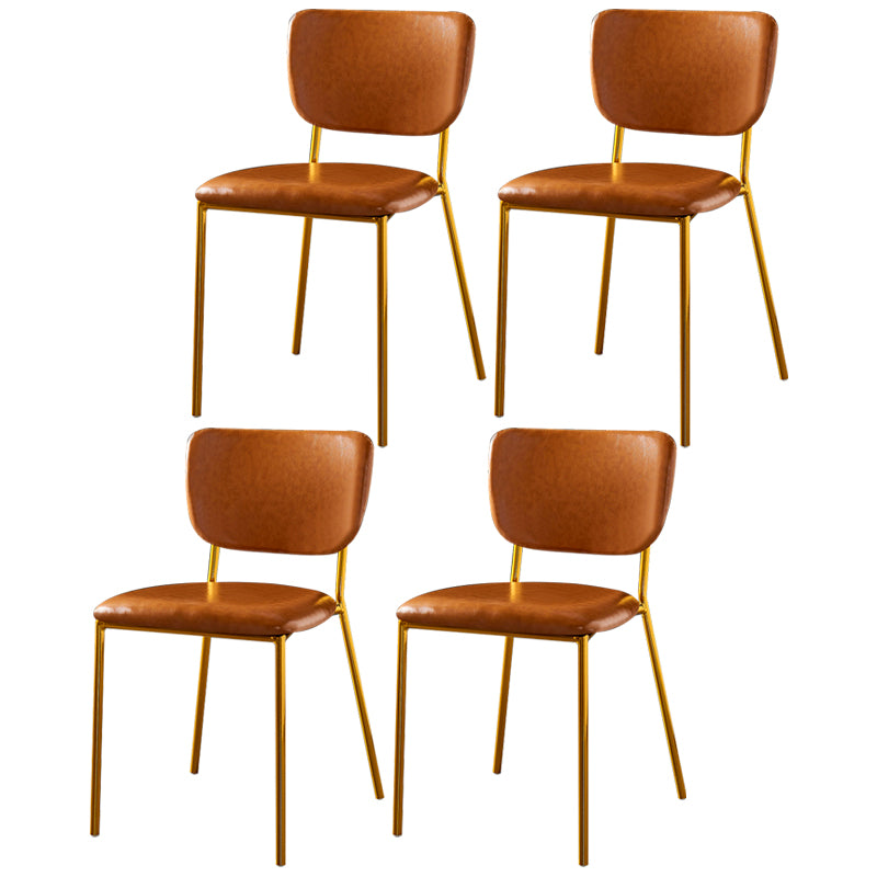 Scandinavian Style Metal Chair Set Kitchen Open Back Stackable Side Chairs