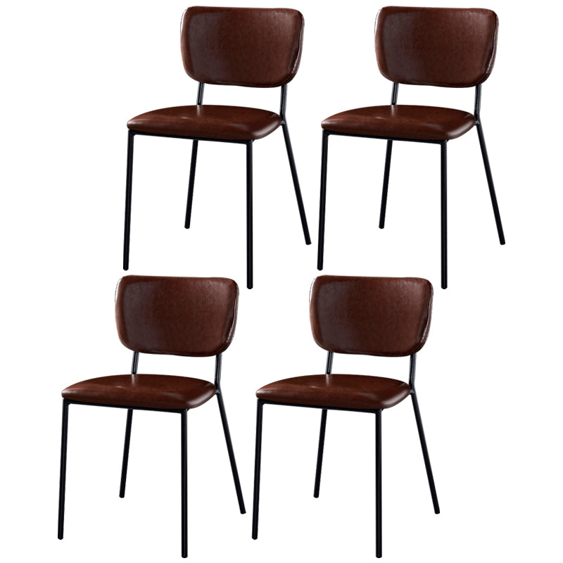 Scandinavian Style Metal Chair Set Kitchen Open Back Stackable Side Chairs