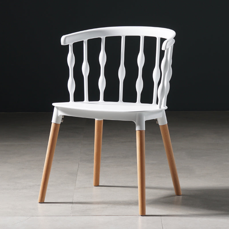 Sillas de comedor estilo moderno Sillas sin brazos de plástico con patas de madera