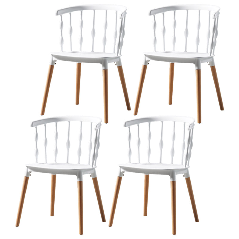 Sillas de comedor estilo moderno Sillas sin brazos de plástico con patas de madera