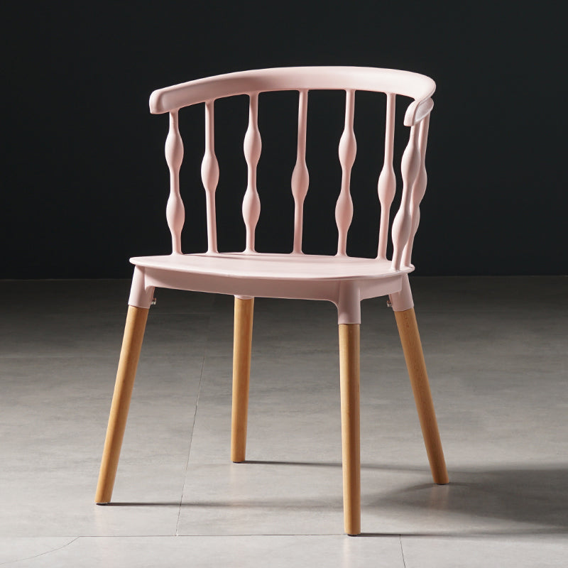 Sillas de comedor estilo moderno Sillas sin brazos de plástico con patas de madera
