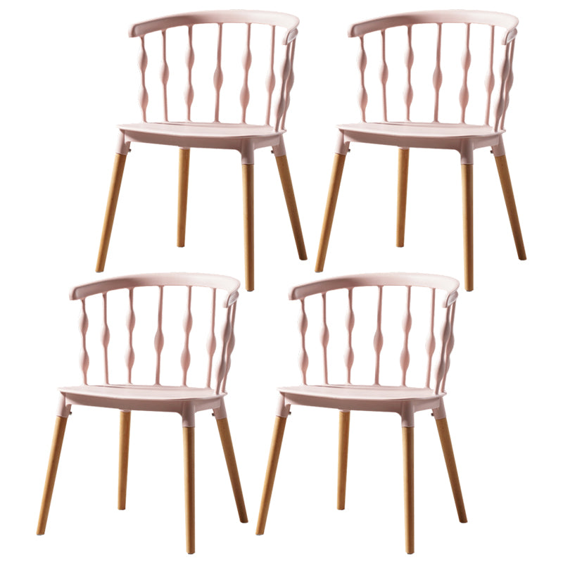 Sillas de comedor estilo moderno Sillas sin brazos de plástico con patas de madera