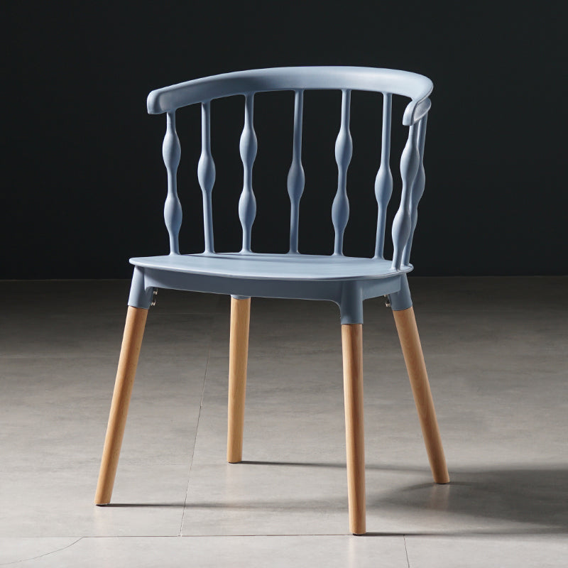 Sillas de comedor estilo moderno Sillas sin brazos de plástico con patas de madera