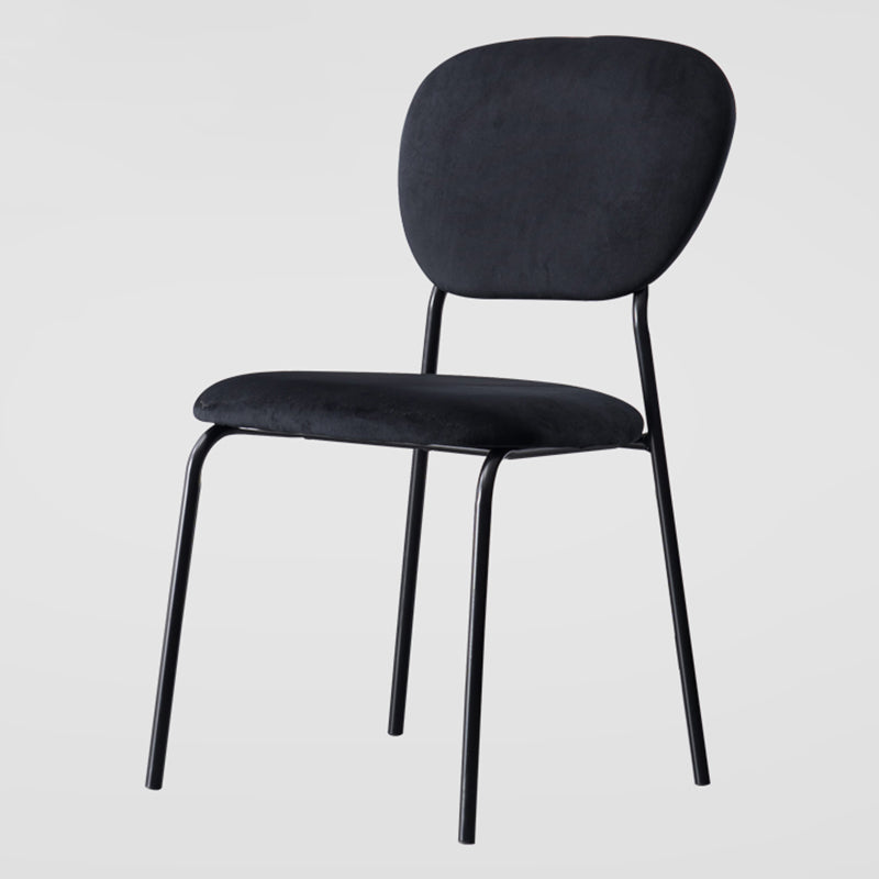 Sillas de comedor sin brazos con respaldo abierto, sillas laterales tapizadas con patas de metal