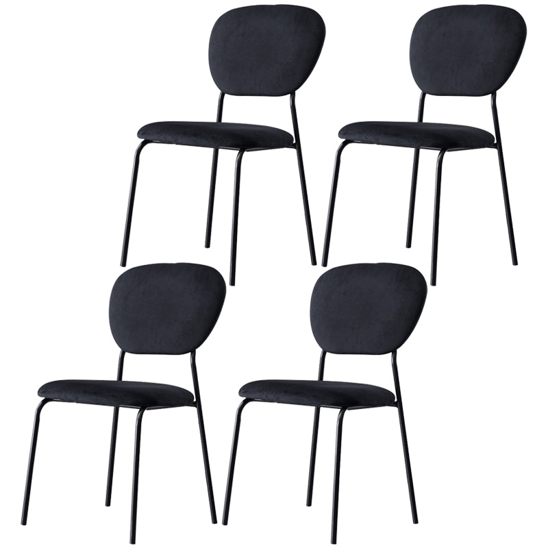 Sillas de comedor sin brazos con respaldo abierto, sillas laterales tapizadas con patas de metal