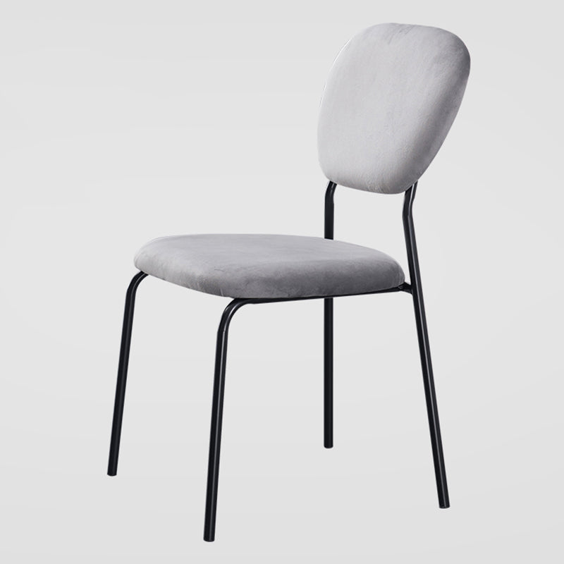 Sillas de comedor sin brazos con respaldo abierto, sillas laterales tapizadas con patas de metal
