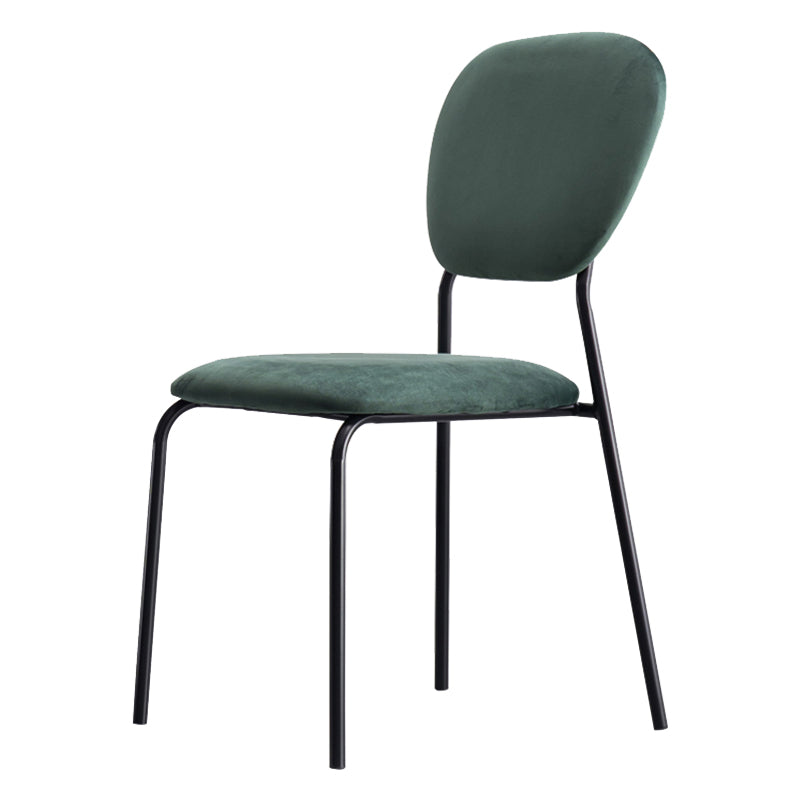 Sillas de comedor sin brazos con respaldo abierto, sillas laterales tapizadas con patas de metal