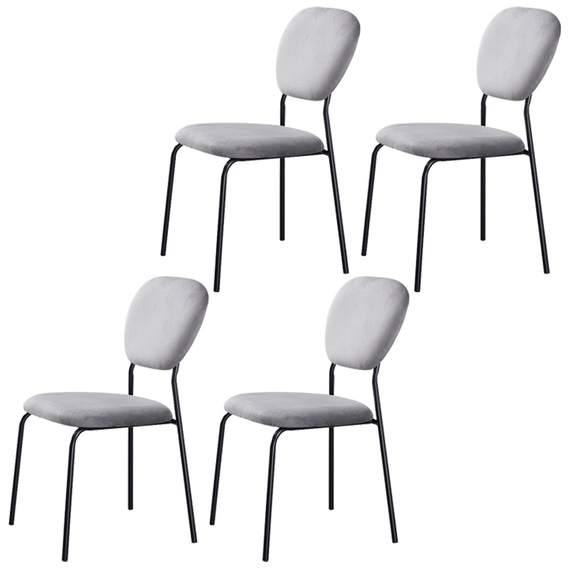 Sillas de comedor sin brazos con respaldo abierto, sillas laterales tapizadas con patas de metal