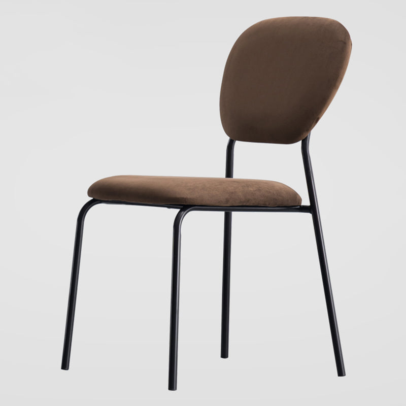 Sillas de comedor sin brazos con respaldo abierto, sillas laterales tapizadas con patas de metal