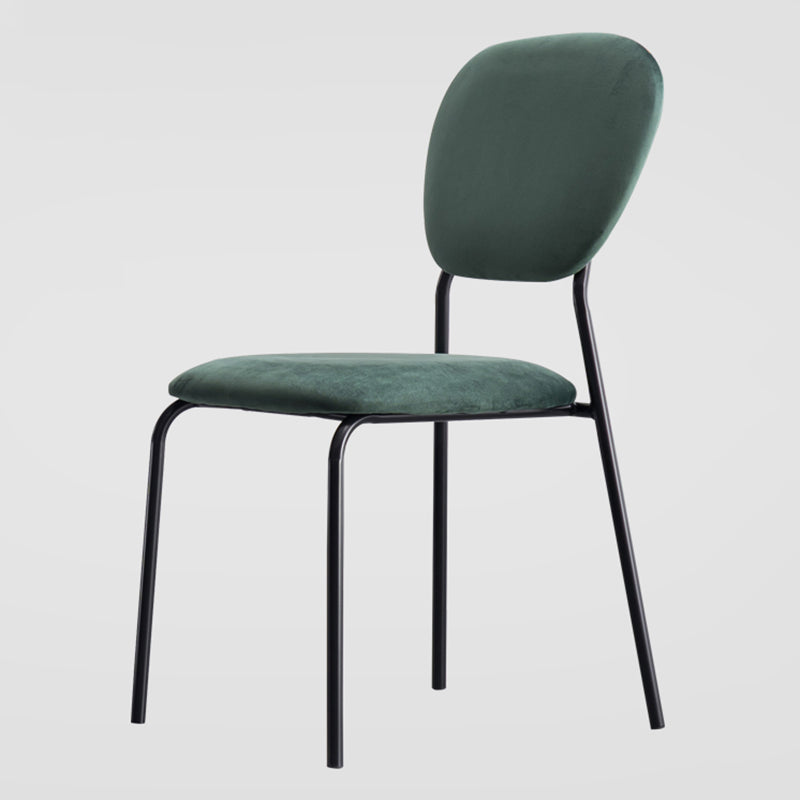 Sillas de comedor sin brazos con respaldo abierto, sillas laterales tapizadas con patas de metal