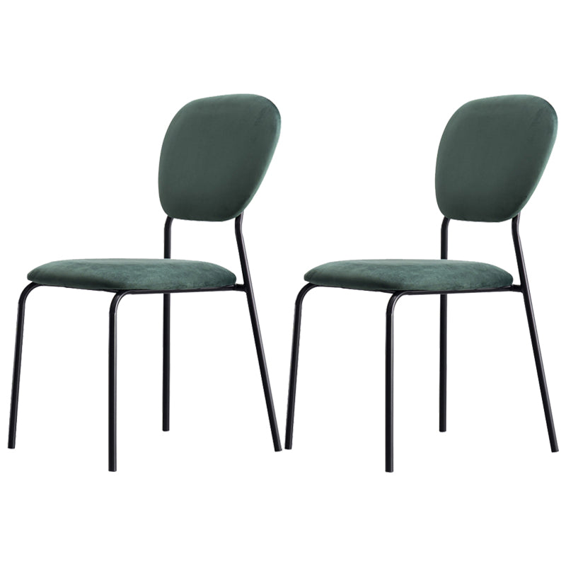 Sillas de comedor sin brazos con respaldo abierto, sillas laterales tapizadas con patas de metal