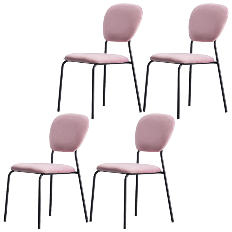 Sillas de comedor sin brazos con respaldo abierto, sillas laterales tapizadas con patas de metal