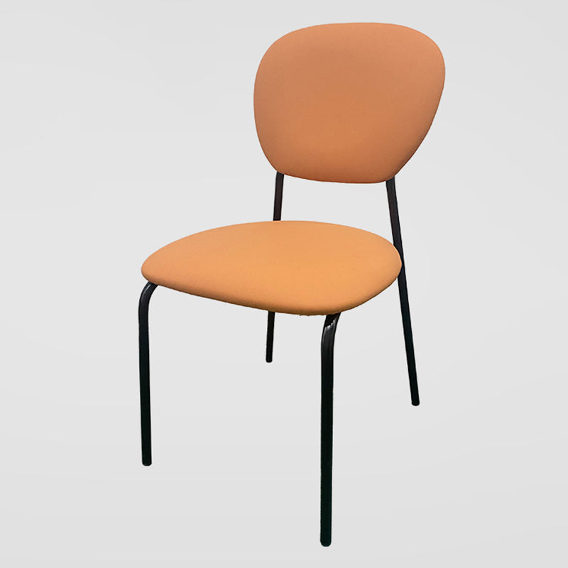 Sillas de comedor sin brazos con respaldo abierto, sillas laterales tapizadas con patas de metal
