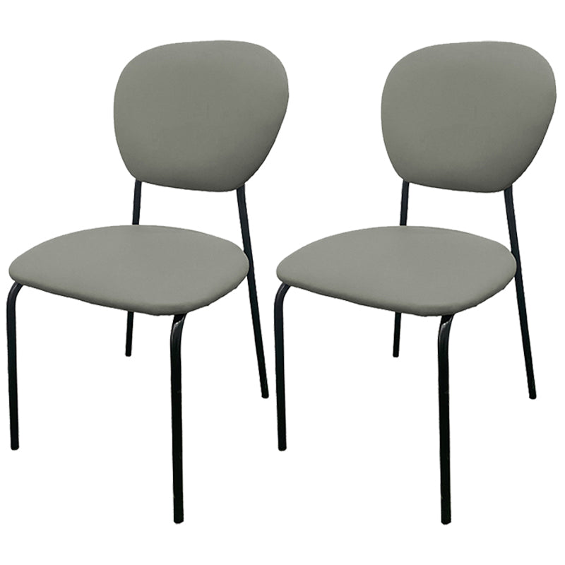 Sillas de comedor sin brazos con respaldo abierto, sillas laterales tapizadas con patas de metal
