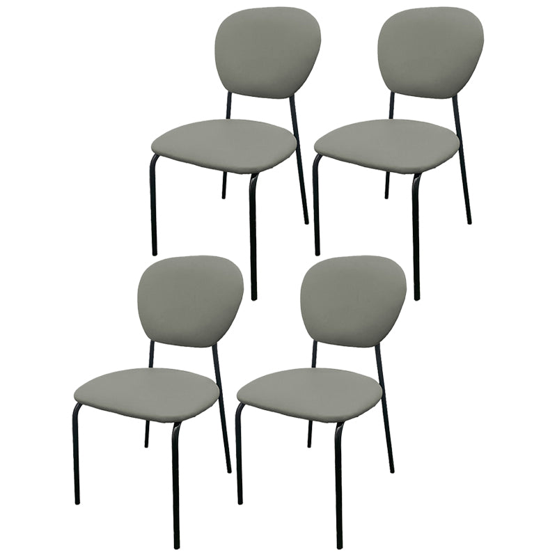 Sillas de comedor sin brazos con respaldo abierto, sillas laterales tapizadas con patas de metal