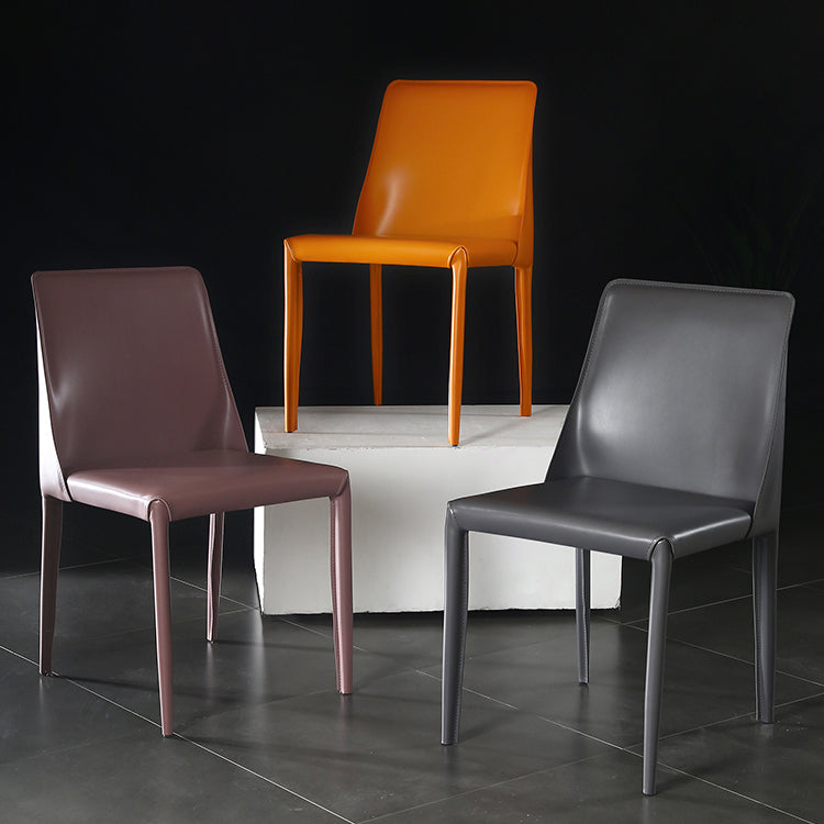 Sillas de comedor de cuero contemporáneas tapizadas sin brazos para uso doméstico