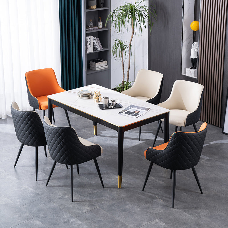 Chaises de salle à manger contemporaines en métal, chaises de salle à manger en Faux cuir pour usage domestique