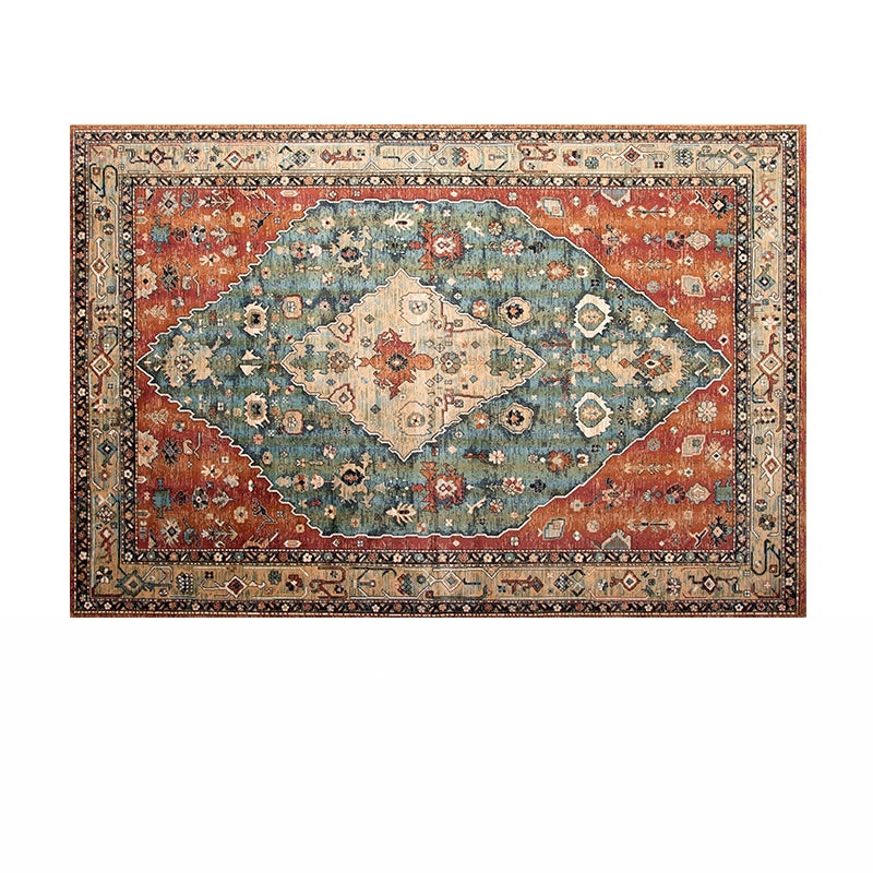Victorian Medallion Print Rug Polyester Indoor Carpet Stain Resistant Area Rug for Home Decoration