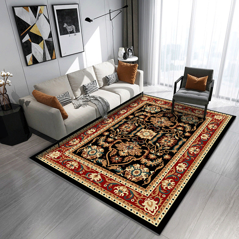 Nostalgia Medallion Pattern Carpet Polyester Area Rug Non-Slip Backing Indoor Rug for Living Room
