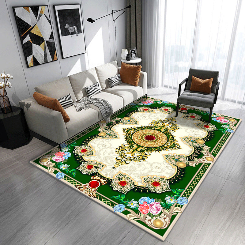 Nostalgia Medallion Pattern Carpet Polyester Area Rug Non-Slip Backing Indoor Rug for Living Room