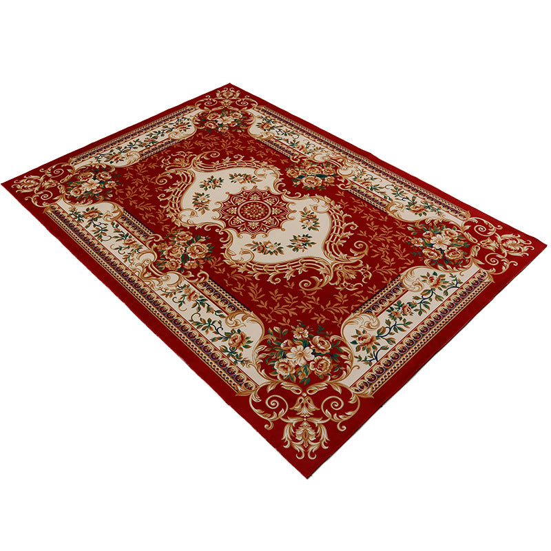 Nostalgia Medallion Pattern Carpet Polyester Area Rug Non-Slip Backing Indoor Rug for Living Room