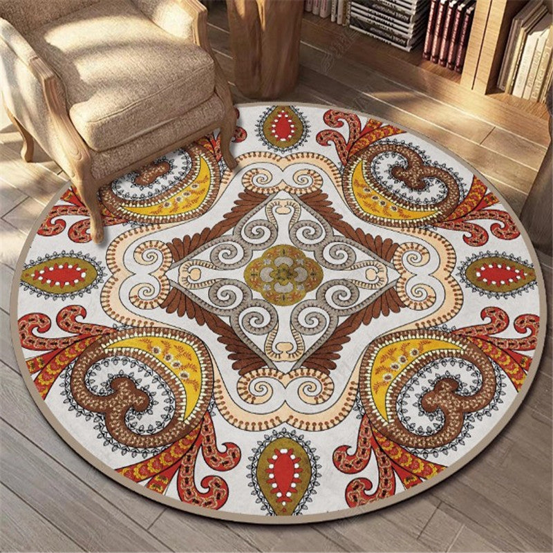 Bohemian Living Room Area Carpet Purple Polyester Area Rug American Pattern Anti-Slip Rug