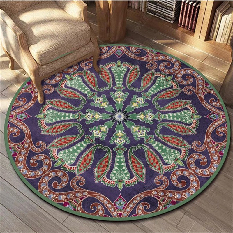 Bohemian Living Room Area Carpet Purple Polyester Area Rug American Pattern Anti-Slip Rug