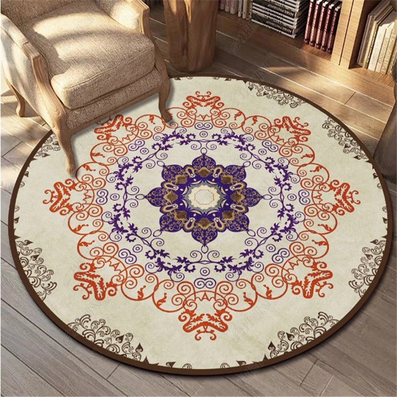 Bohemian Living Room Area Carpet Purple Polyester Area Rug American Pattern Anti-Slip Rug
